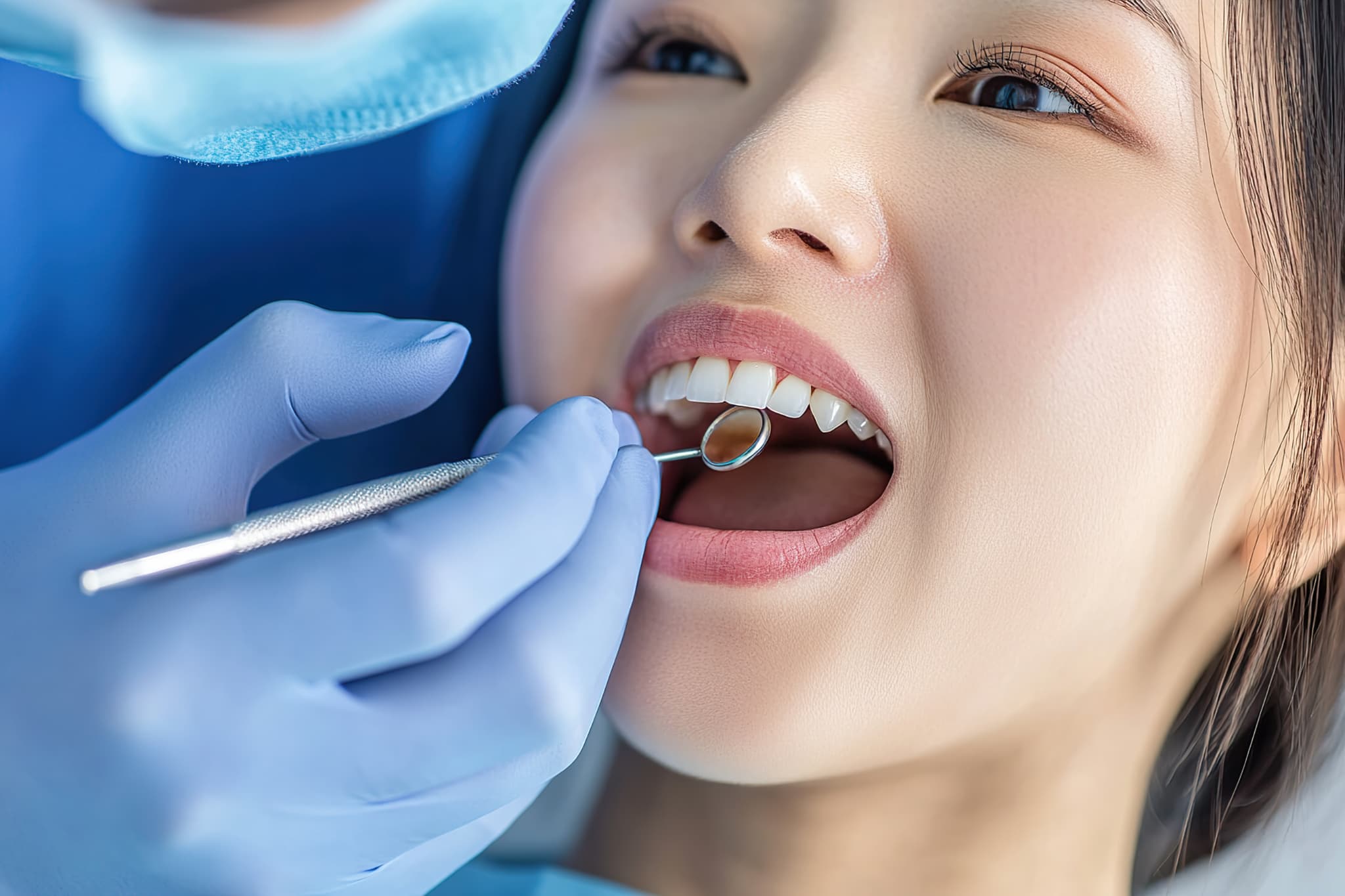 インプラント治療のために口腔内を確認する様子