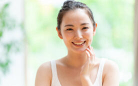 attractive japanese woman skin care image