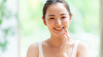 attractive japanese woman skin care image
