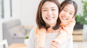 young asian mother and daughter