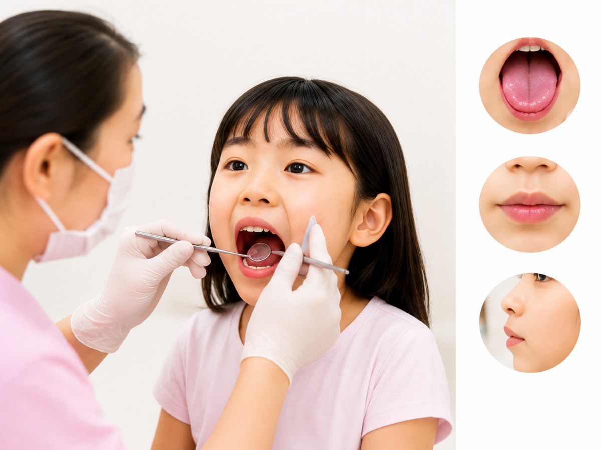 舌の位置・唇の閉じ方・鼻呼吸を確認している場面のイメージ