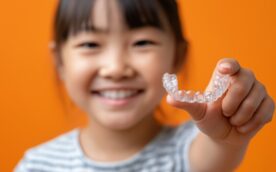 インビザライン・ファーストのマウスピースを手に持った子ども